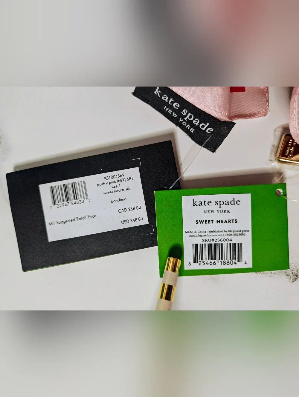 Kate Spade New York Sweet Hearts Pencil Case & Scarf - NOVELTY!!